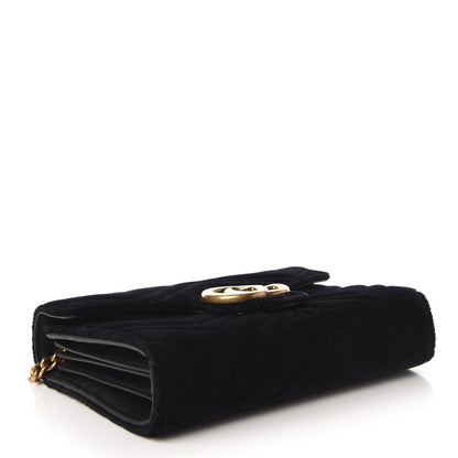 Gucci Velvet Matelasse GG Marmont Chain Wallet Black 4 of 9
