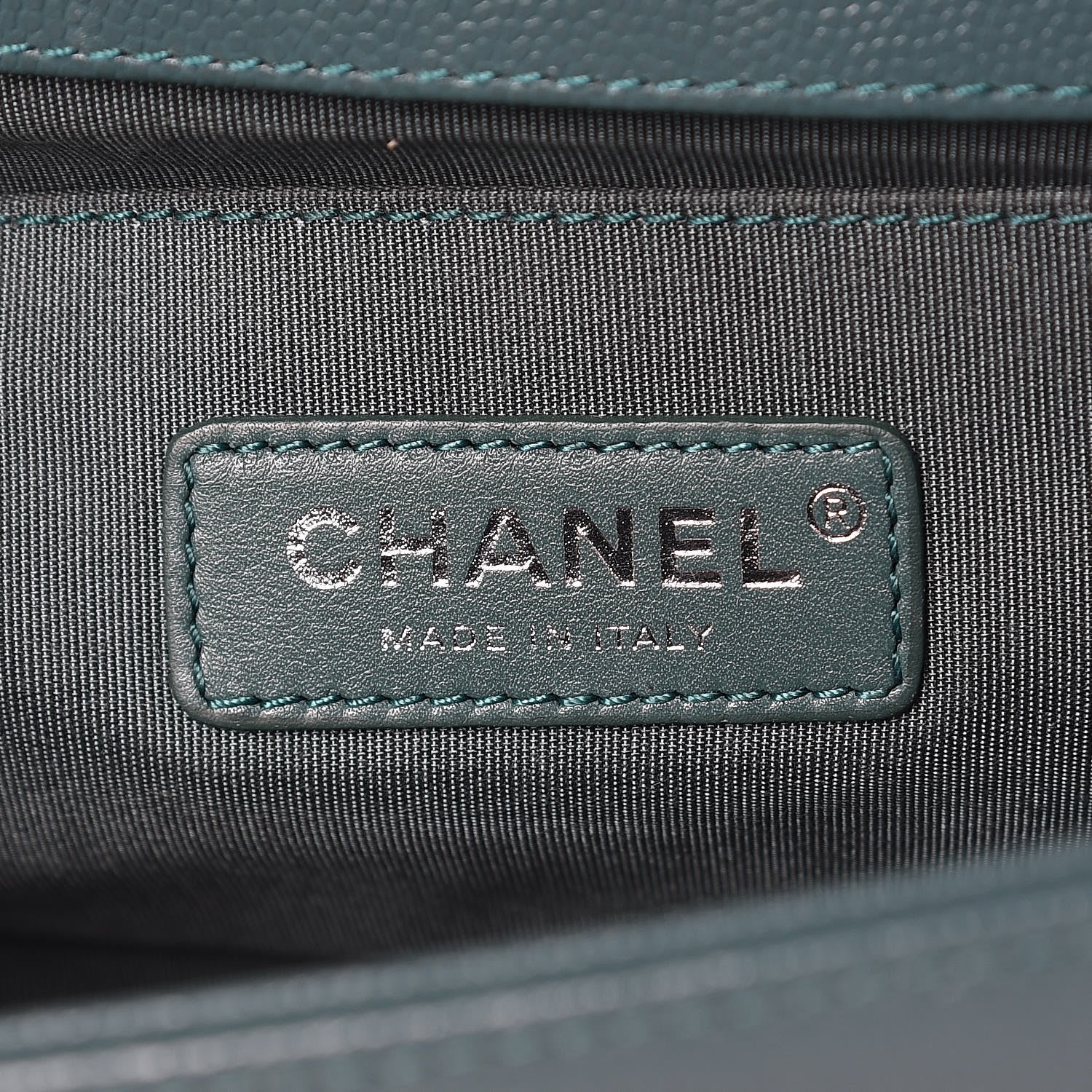 Chanel Caviar Chevron Quilted Medium Boy Flap Green 6 of 8