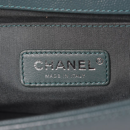 Chanel Caviar Chevron Quilted Medium Boy Flap Green 6 of 8