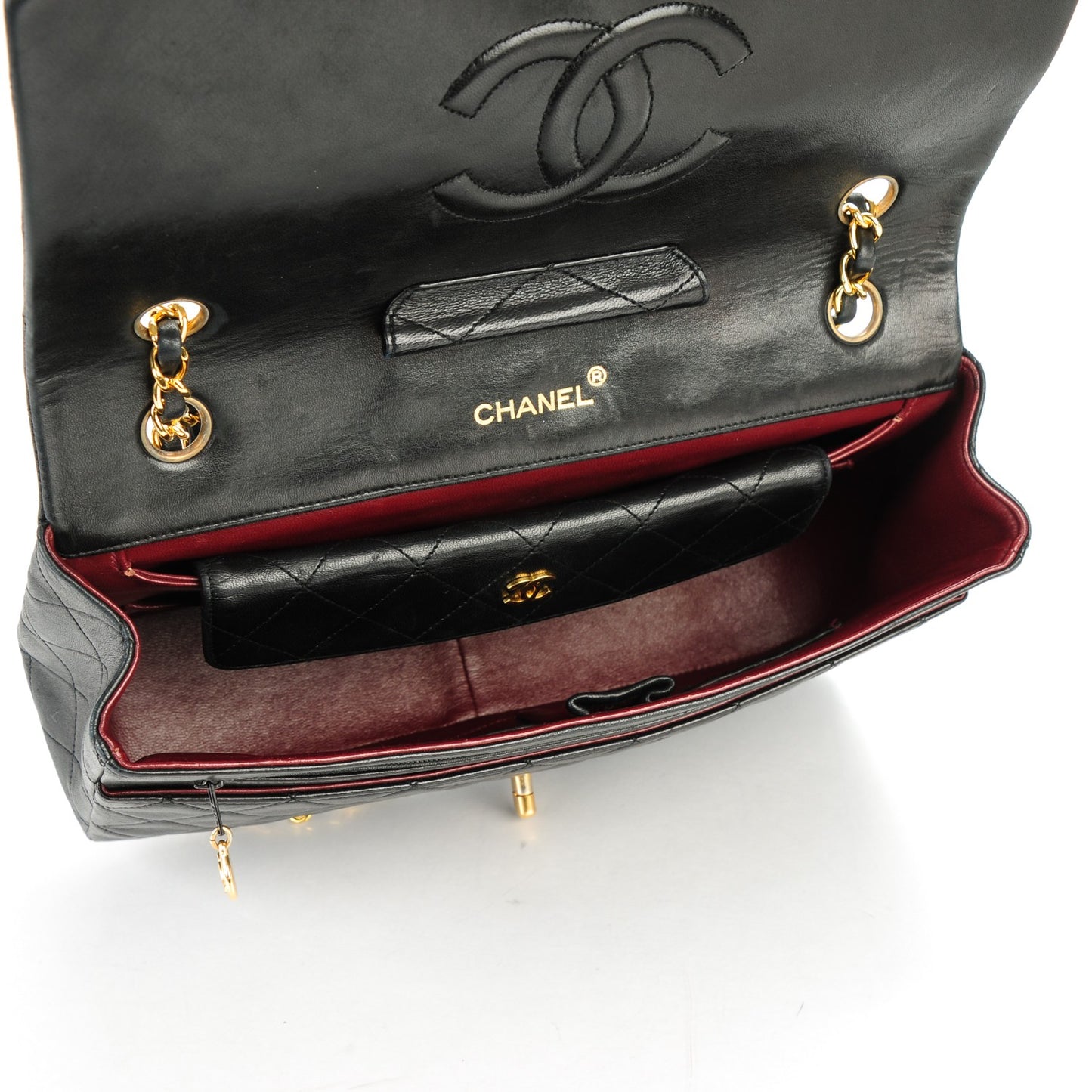 Lambskin Quilted Medium Single Flap with Wallet Black