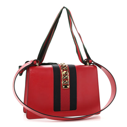 Gucci Calfskin Small Sylvie Shoulder Bag Hibiscus Red 2 of 14