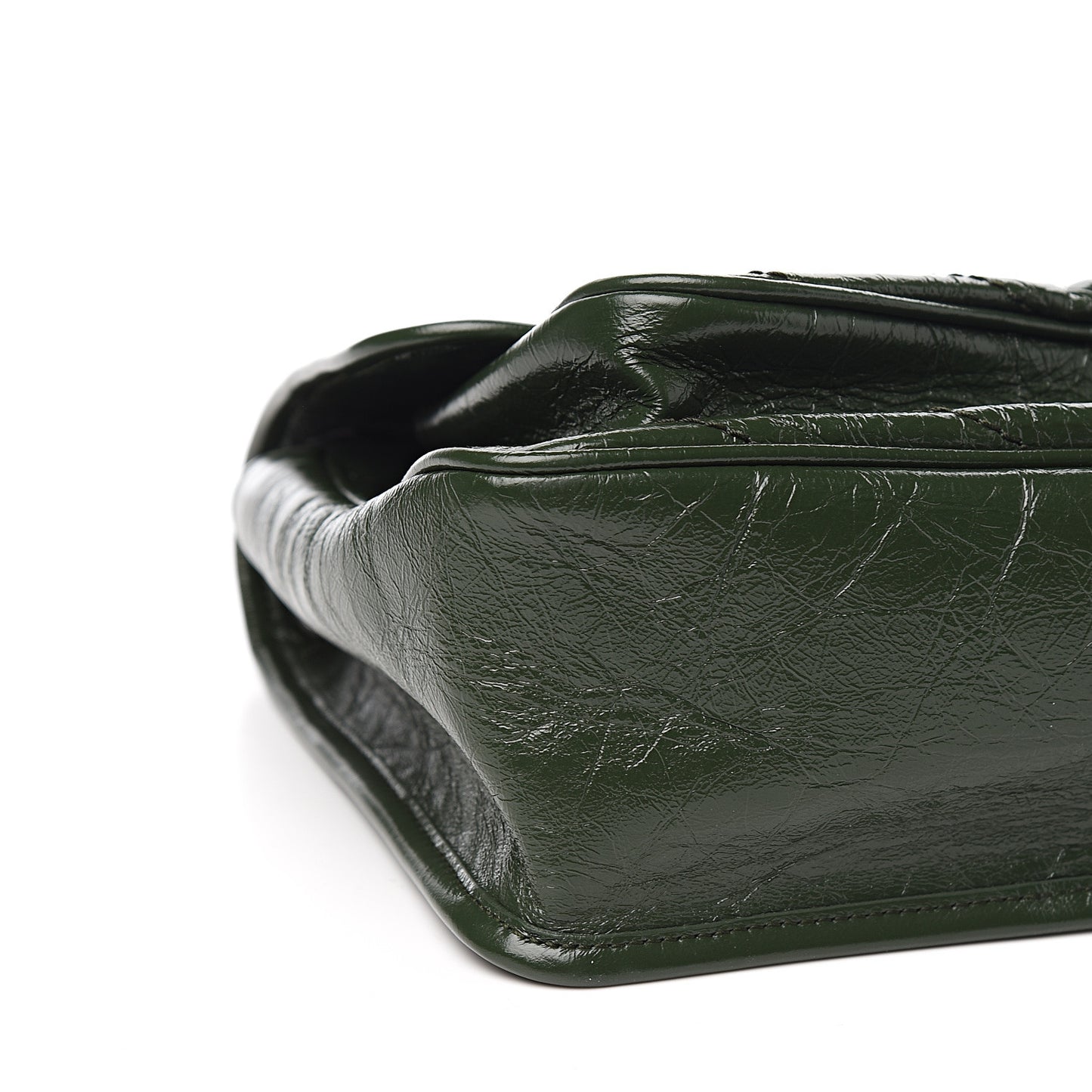 Crinkled Calfskin Matelasse Monogram Medium Niki Chain Satchel Military Olive