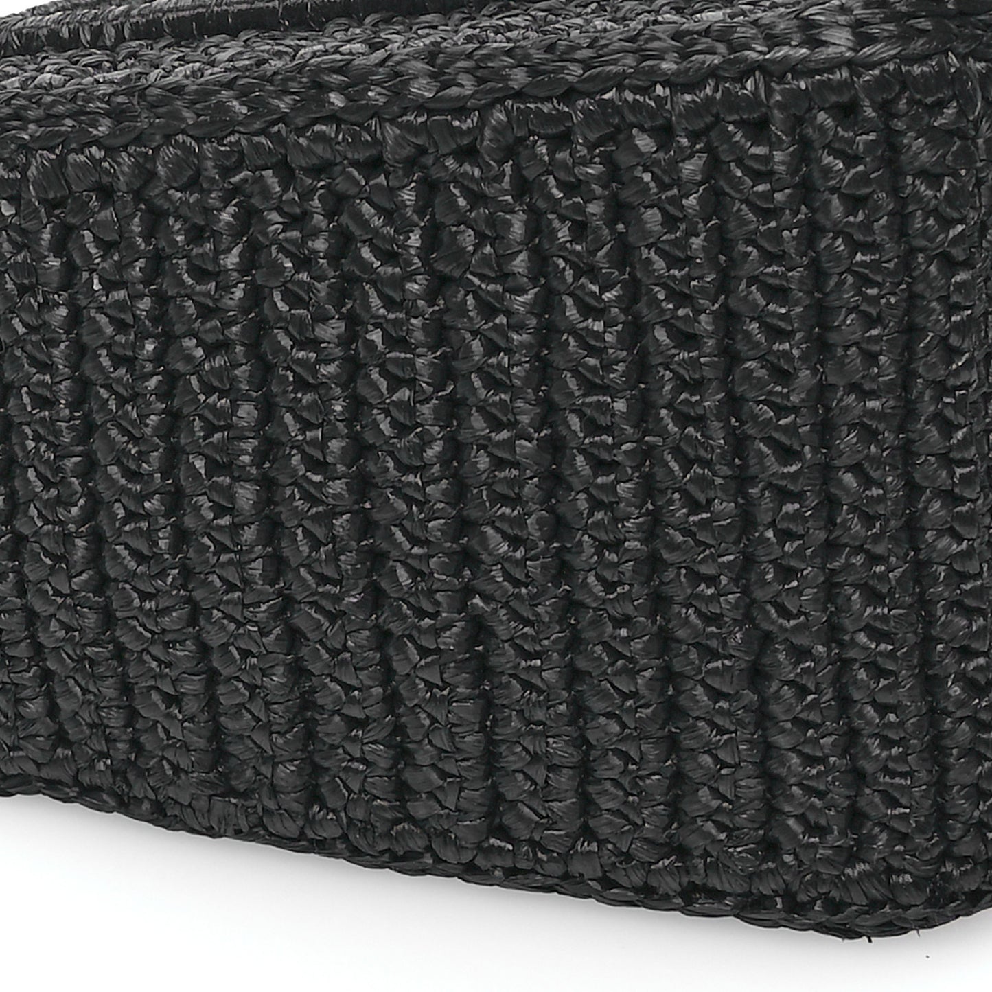 Yarn Raffia Effect Crochet Triangle Shoulder Bag Black