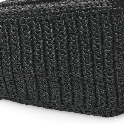 Prada Yarn Raffia Effect Crochet Triangle Shoulder Bag Black 11 of 12