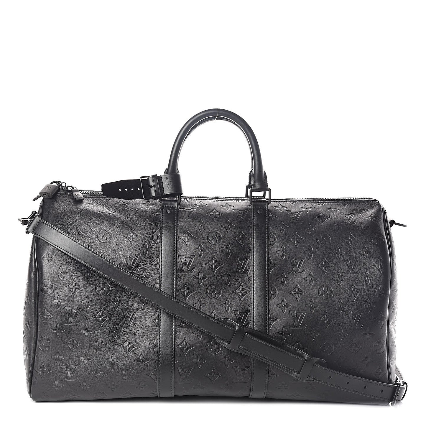 Calfskin Shadow Monogram Keepall Bandouliere 50 Black