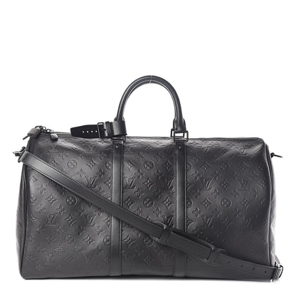 Louis Vuitton Calfskin Shadow Monogram Keepall Bandouliere 50 Black 1 of 10