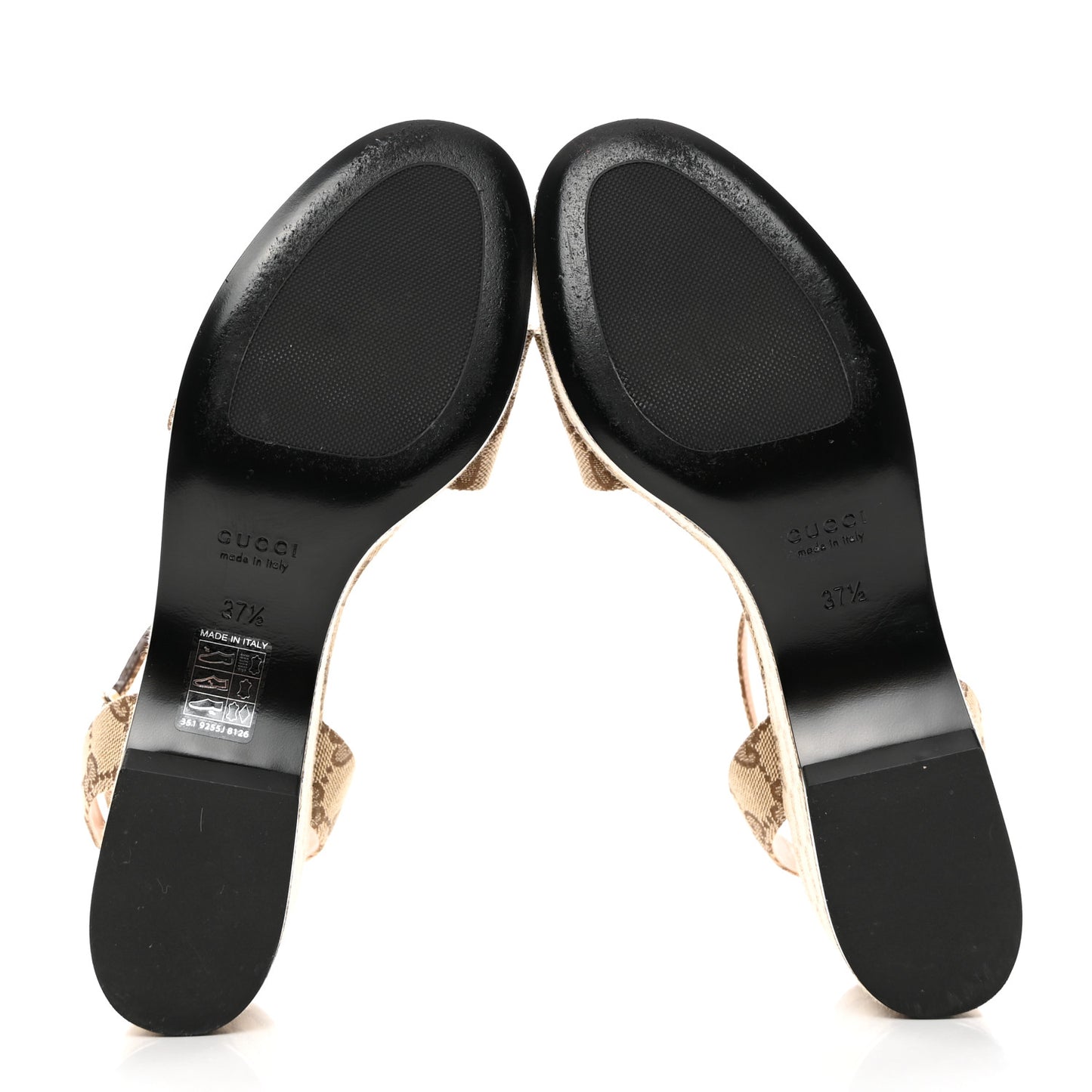 Monogram Nappa Chalotte Horsebit Ankle Strap 75mm Flatform Sandals 37.5 Beige Ebony