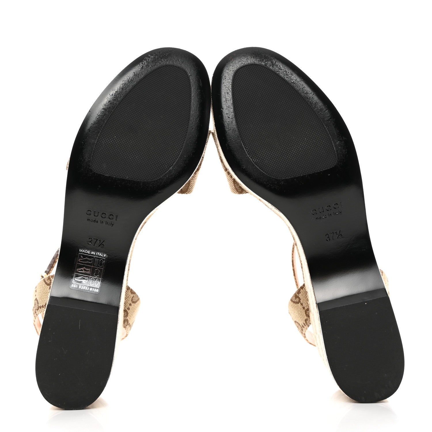Gucci Monogram Nappa Chalotte Horsebit Ankle Strap 75mm Flatform Sandals 37.5 Beige Ebony 5 of 7