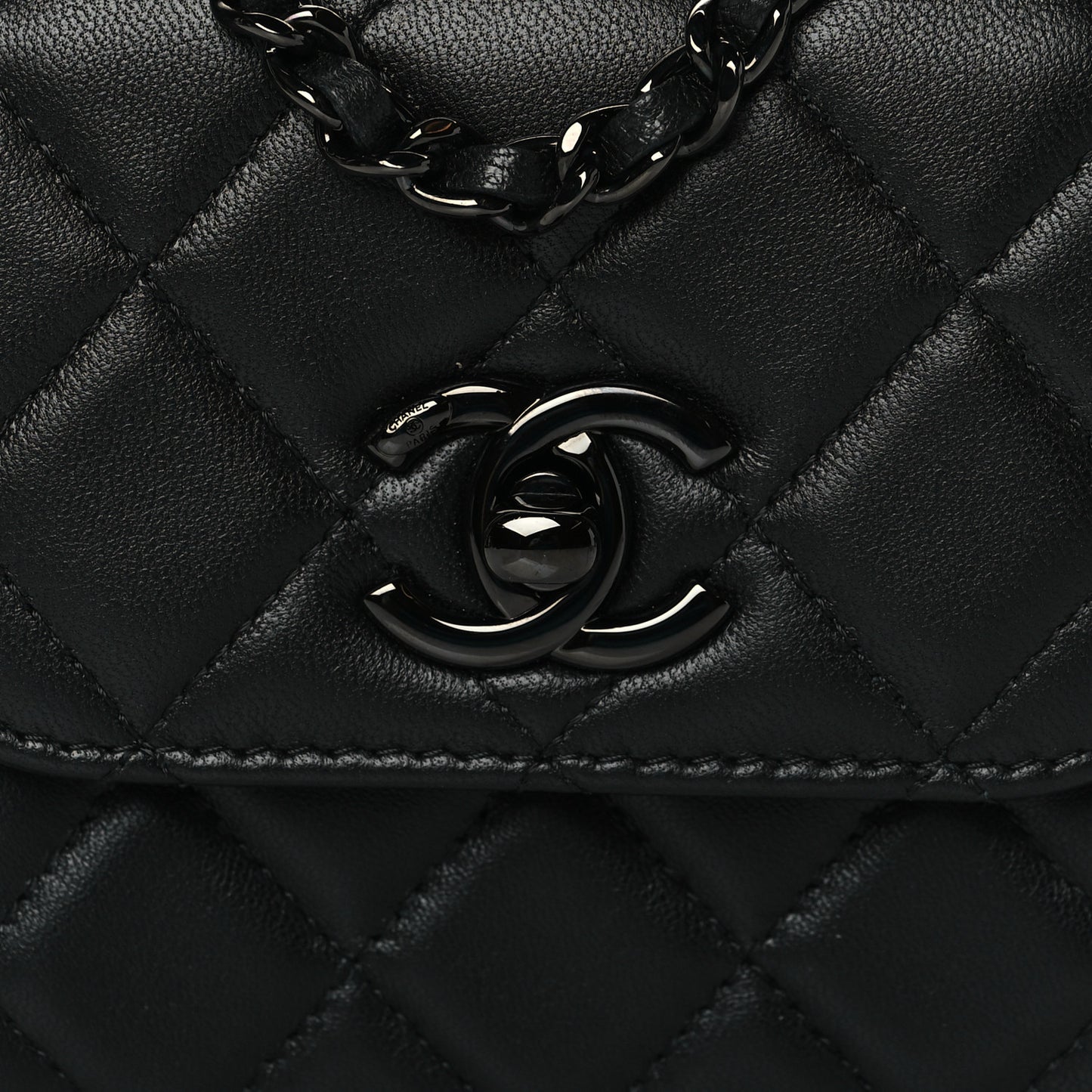 Lambskin Quilted Mini Trendy CC Chain Wallet So Black
