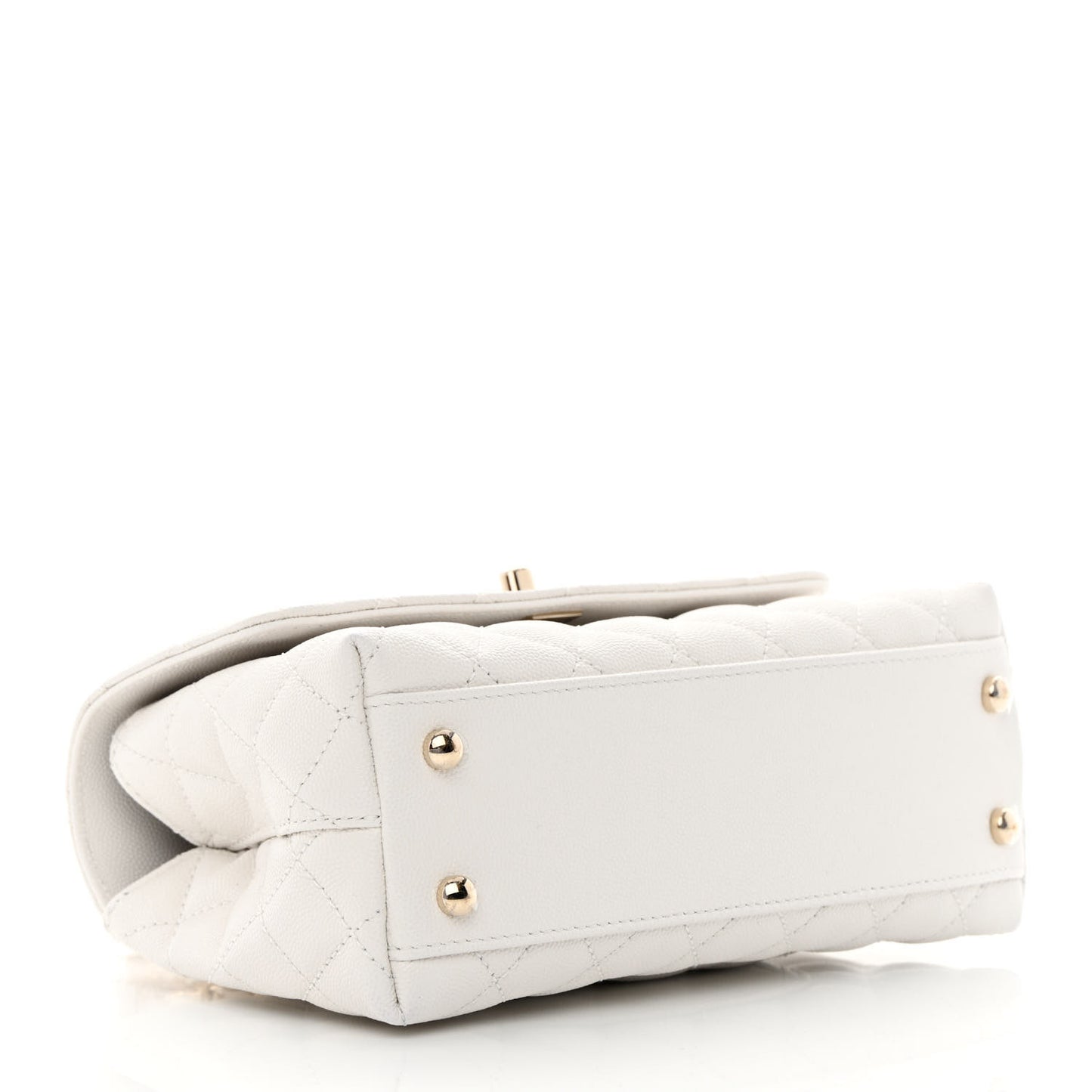 Caviar Quilted Mini Coco Handle Flap White
