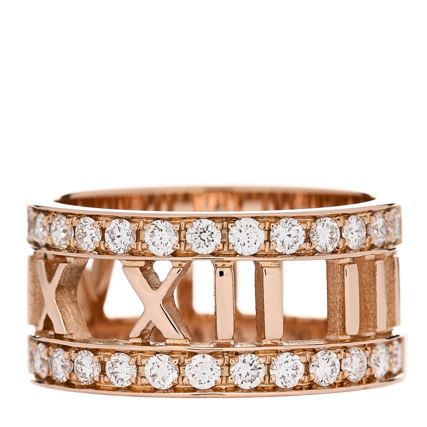 Tiffany 18K Rose Gold Diamond Wide Atlas Open Ring 48 4.5 1 of 4
