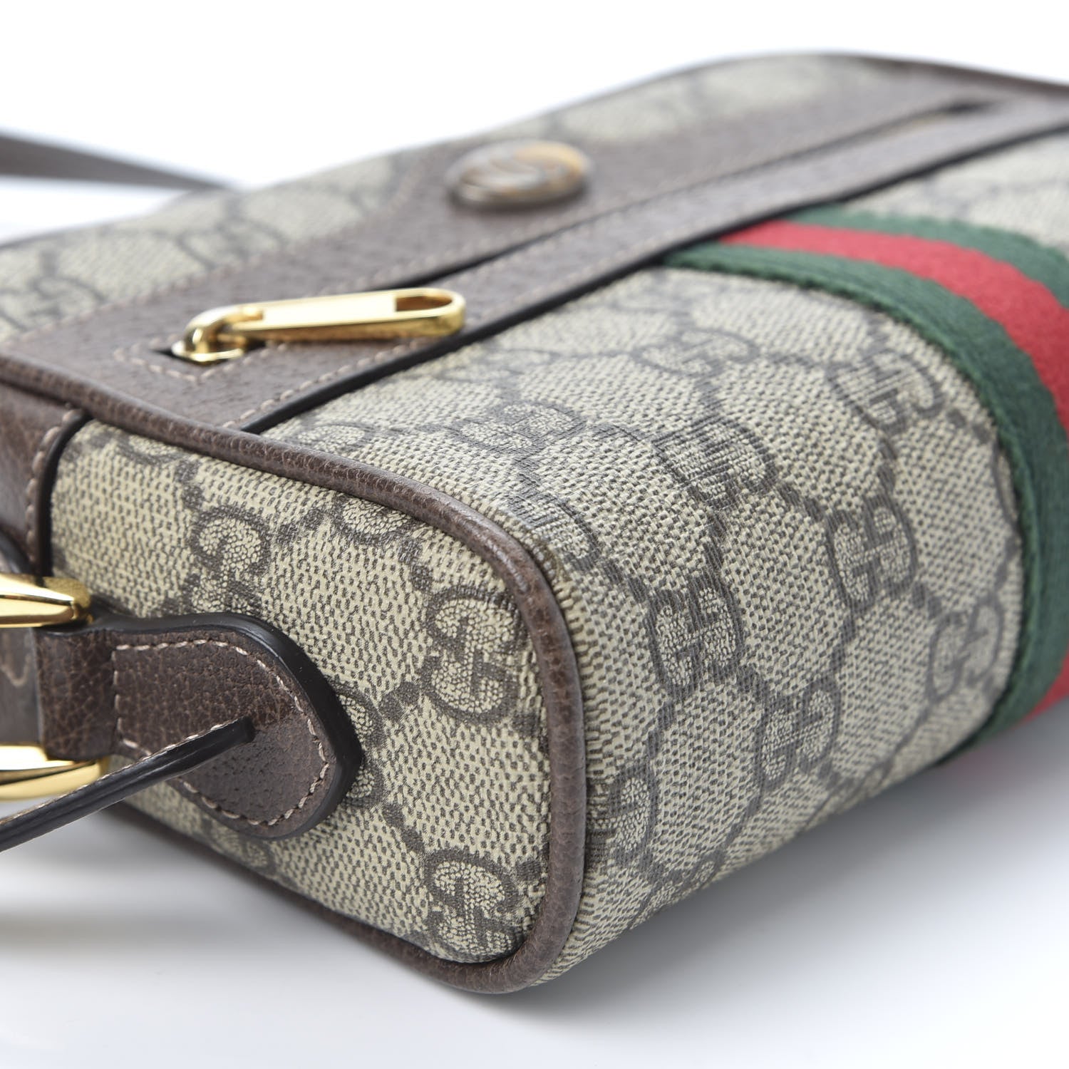 Gucci GG Supreme Monogram Web Mini Ophidia Shoulder Bag Brown 5 of 10