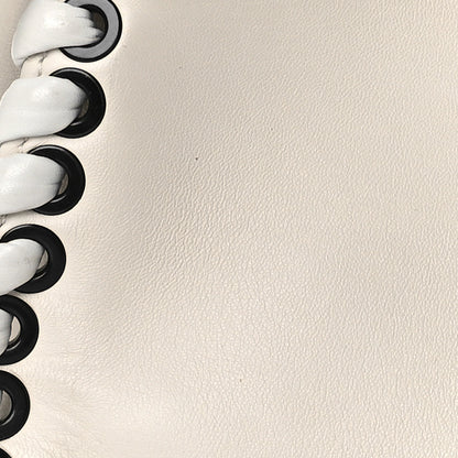 Fendi Nappa Lace Up Mini Peekaboo Iconic Satchel Bianco Carta 9 of 22