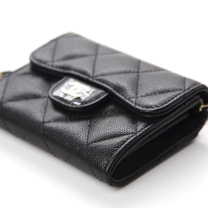 Chanel Caviar Quilted Flap Card Holder On Chain Black 7 of 12