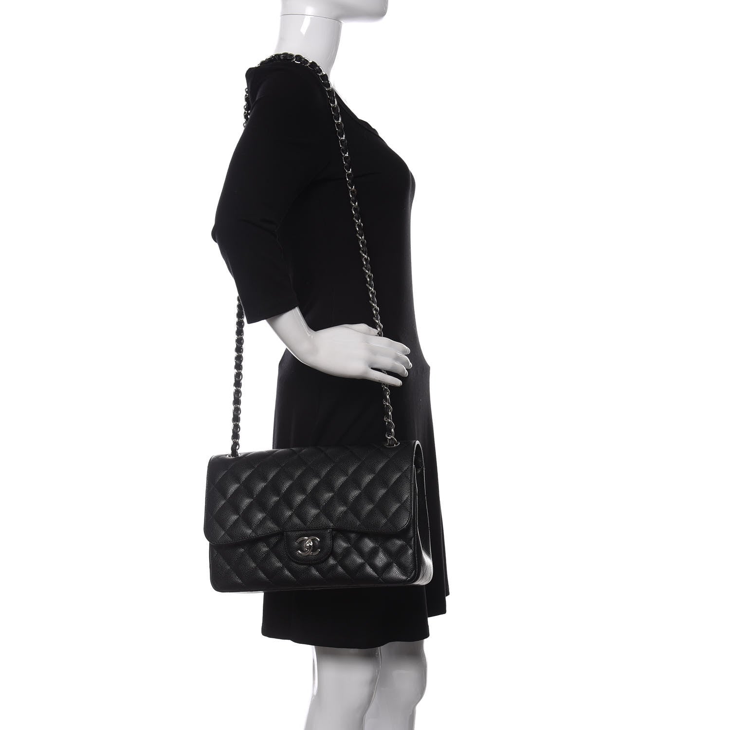 Chanel Caviar Quilted Jumbo Double Flap Black 2 of 16