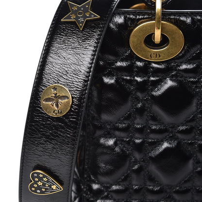 Christian Dior Crinkled Patent Cannage Small Lucky Badges My Lady Dior Black 10 of 11