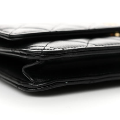 Chanel Lambskin Quilted Wallet On Chain WOC Black 10 of 12