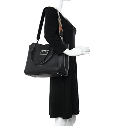 Burberry Soft Grain Calfskin Medium Buckle Tote Black 2 of 16