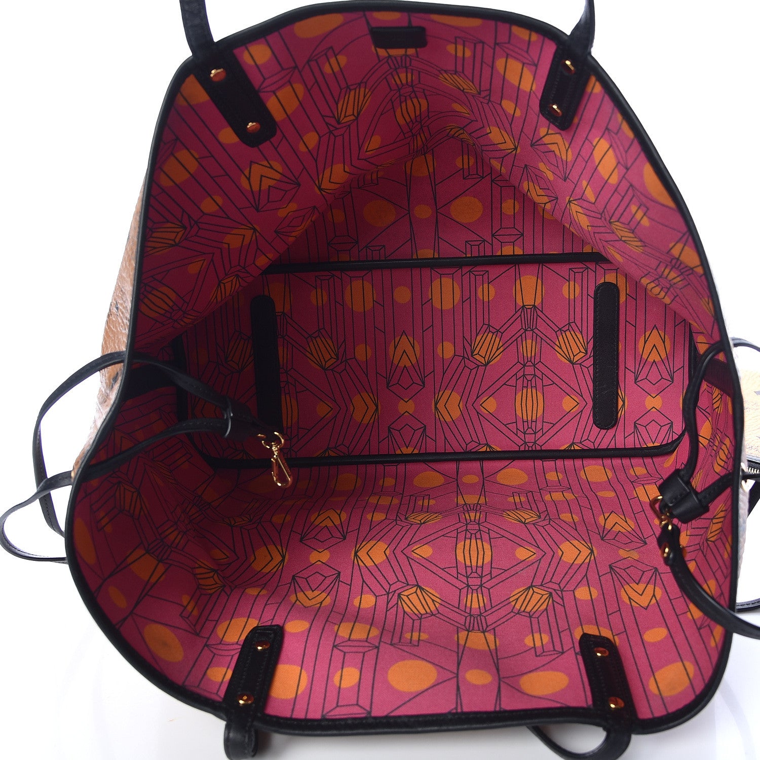 MCM Visetos Large Project Reversible Shopper Tote Cognac 12 of 20