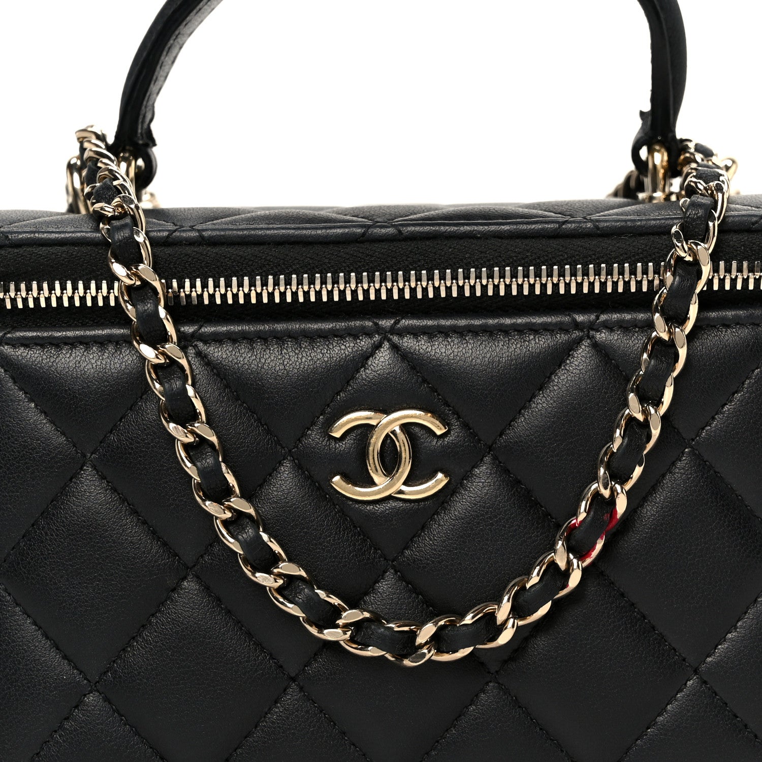 Chanel Lambskin Quilted Small Top Handle Vanity Case With Chain Black 8 of 11