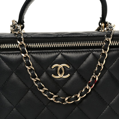 Chanel Lambskin Quilted Small Top Handle Vanity Case With Chain Black 8 of 11