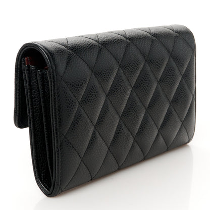 Chanel Caviar Quilted Large Gusset Flap Wallet Black 3 of 10