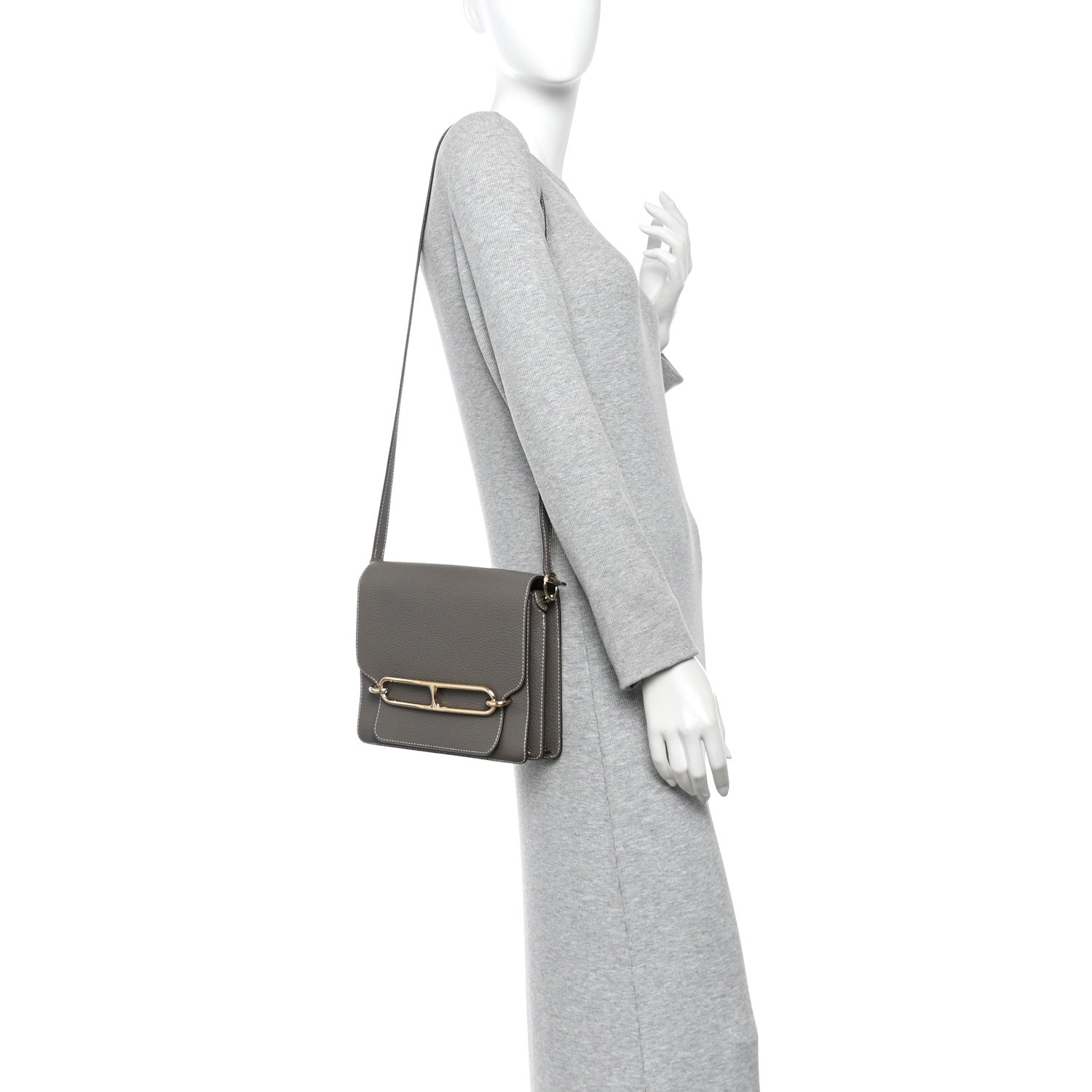 Hermes Taurillon Clemence Sac Roulis 23 Etain 2 of 14