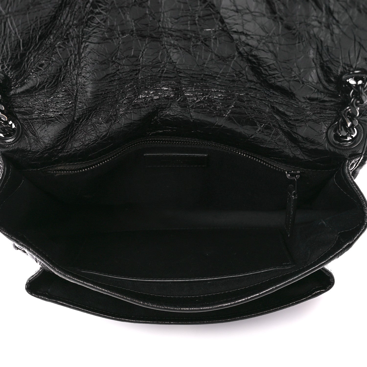 Saint Laurent Crinkled Calfskin Matelasse Monogram Medium Niki Chain Satchel Black 5 of 11