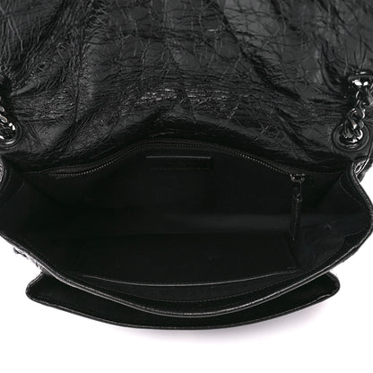 Saint Laurent Crinkled Calfskin Matelasse Monogram Medium Niki Chain Satchel Black 5 of 11