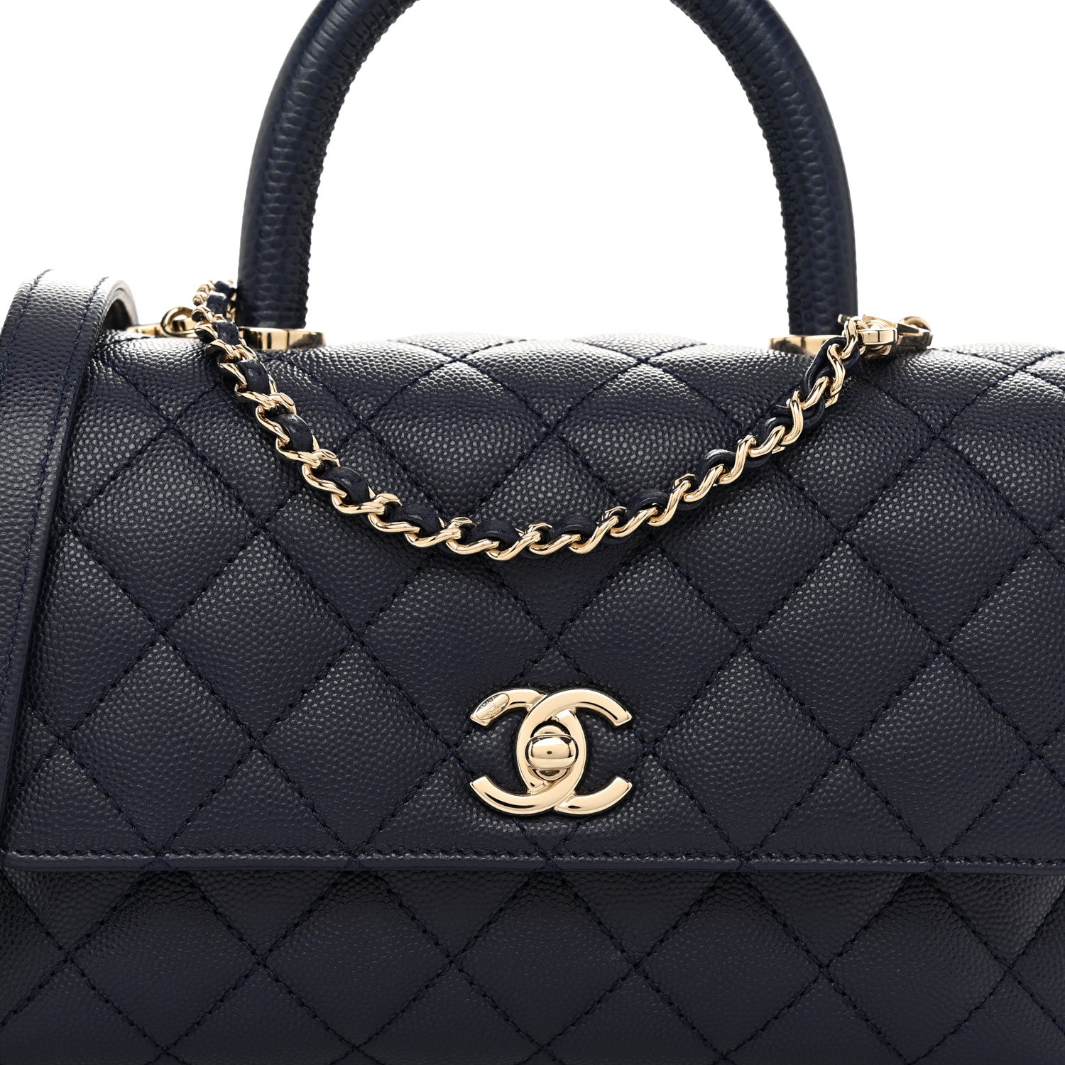 Chanel Caviar Quilted Mini Coco Handle Flap Navy Blue 8 of 10