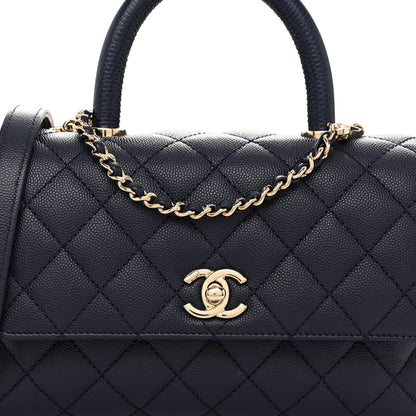 Chanel Caviar Quilted Mini Coco Handle Flap Navy Blue 8 of 10