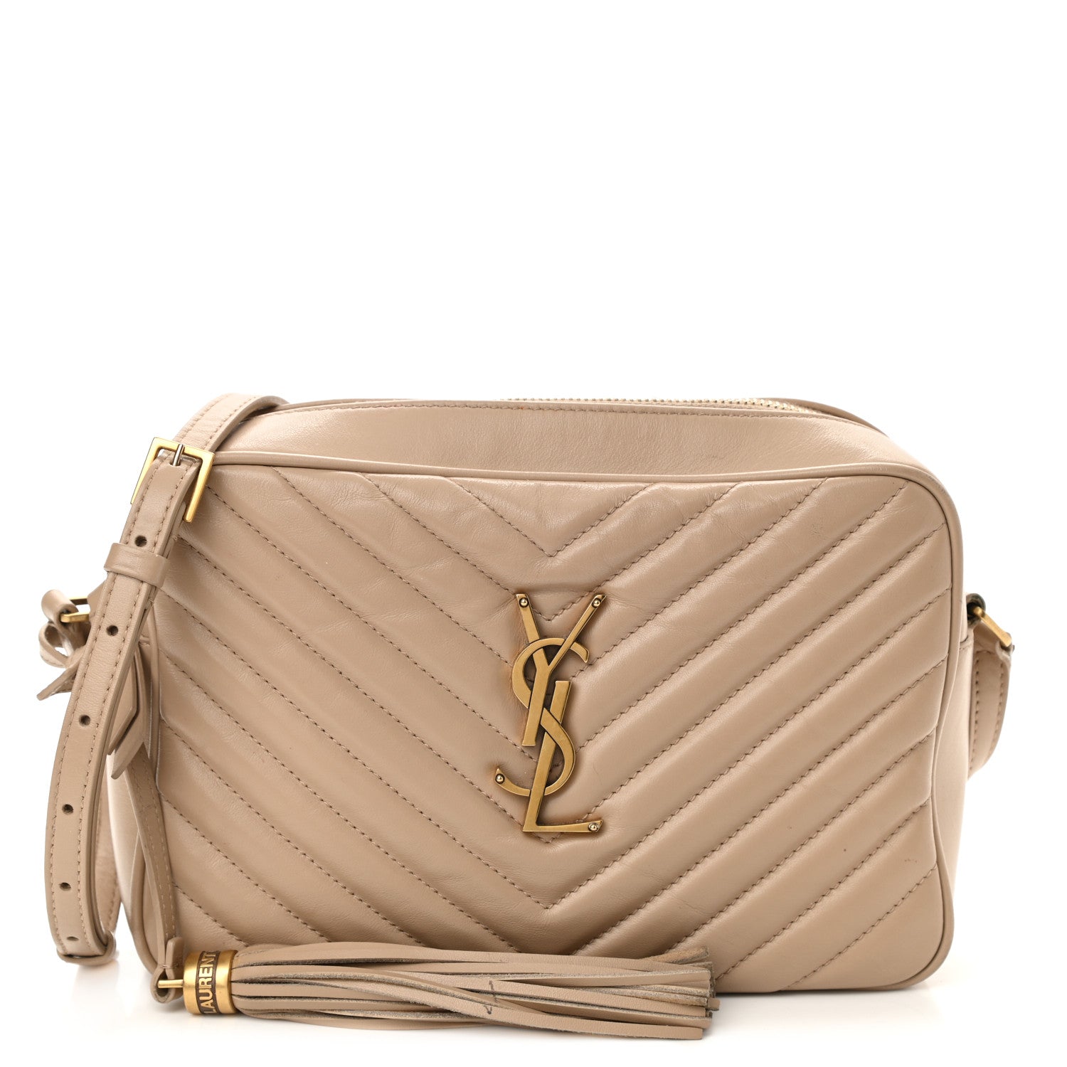Saint Laurent Calfskin Matelasse Monogram Lou Camera Bag Dark Beige 1 of 8
