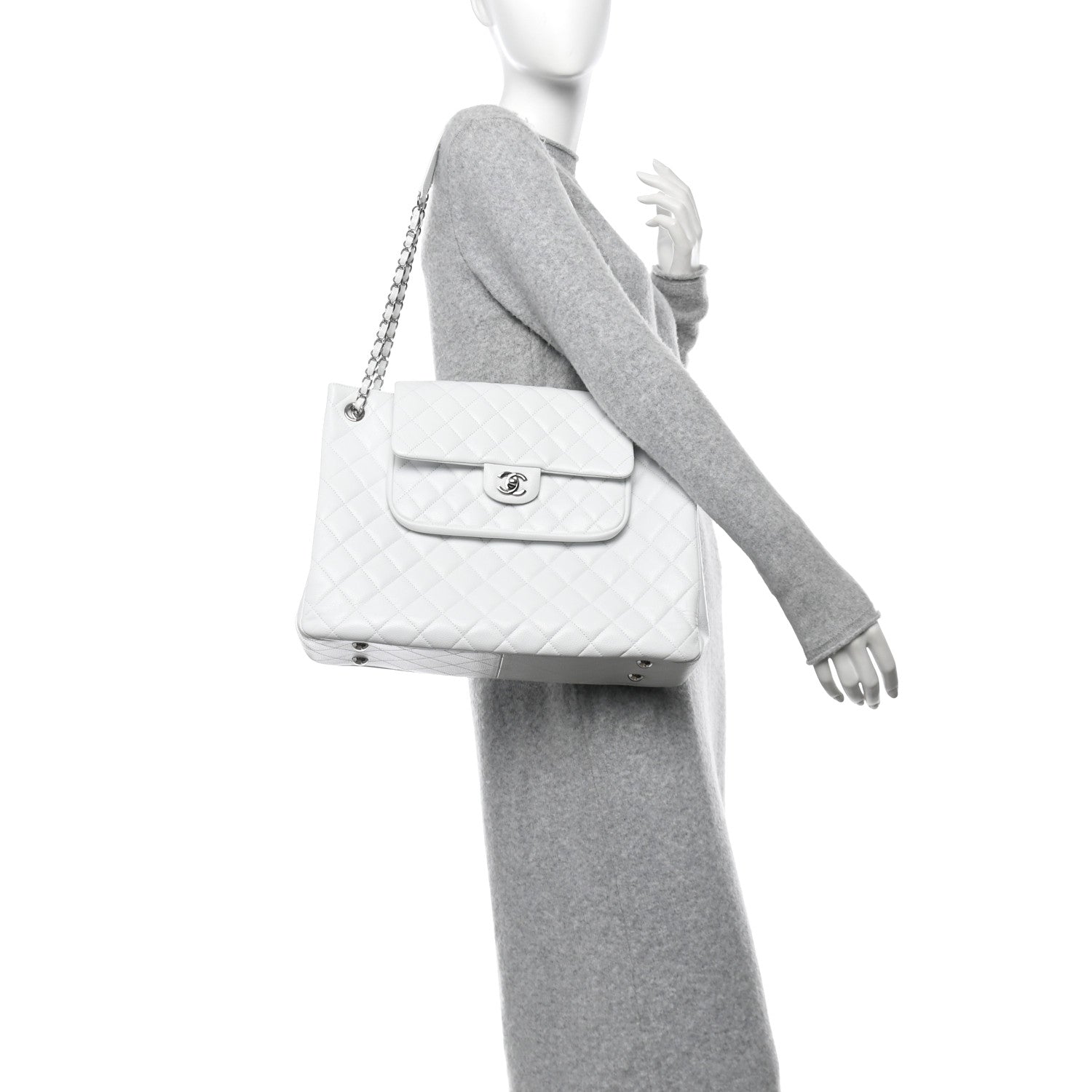 Chanel Caviar Quilted Maxi Paris Edinburgh Flap White 2 of 11