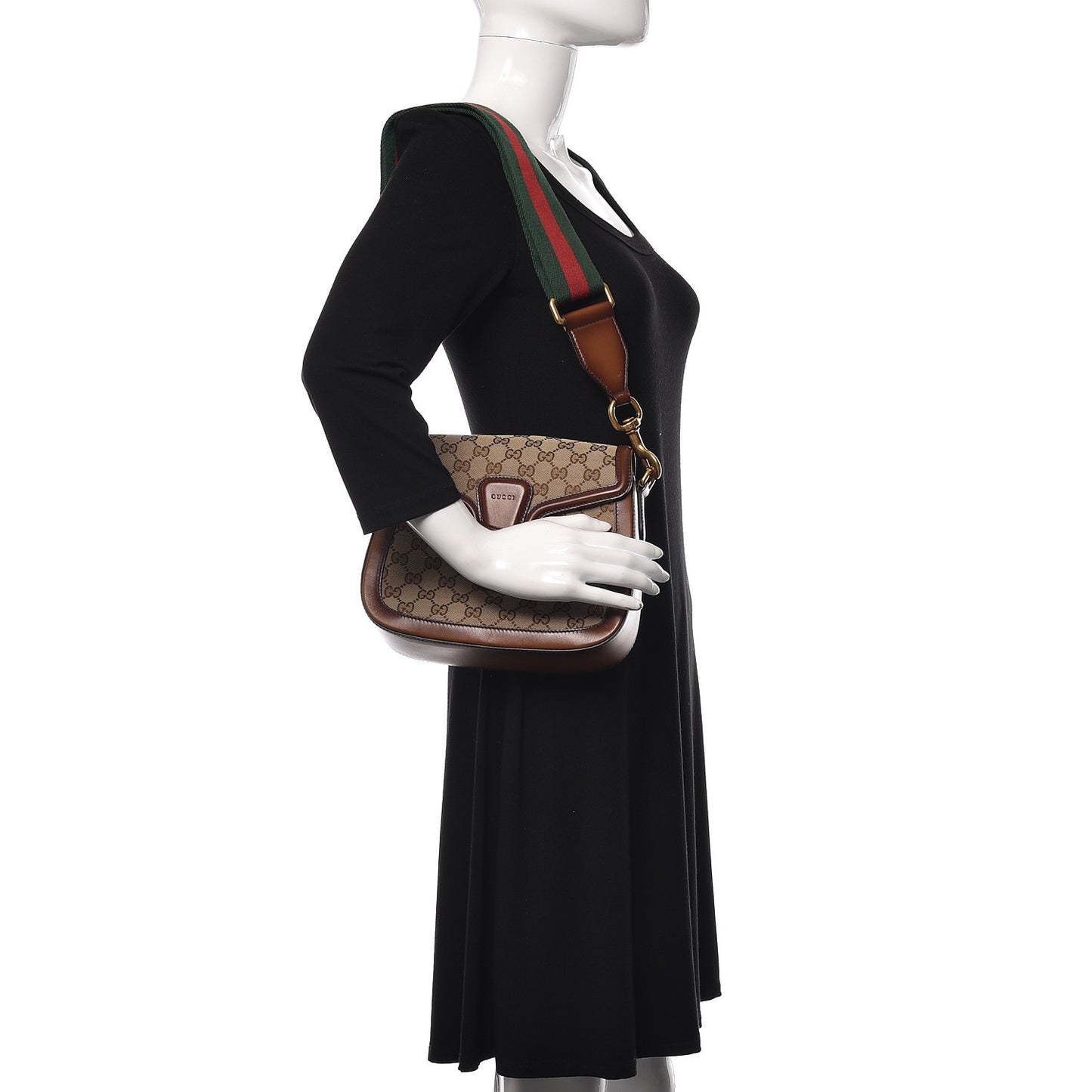 Monogram Medium Lady Web Shoulder Bag Beige Cuir