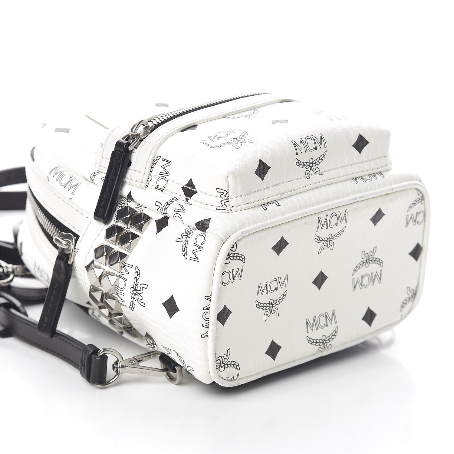 MCM Visetos Side Stud X-Mini Stark Bebe Boo Backpack White 8 of 9