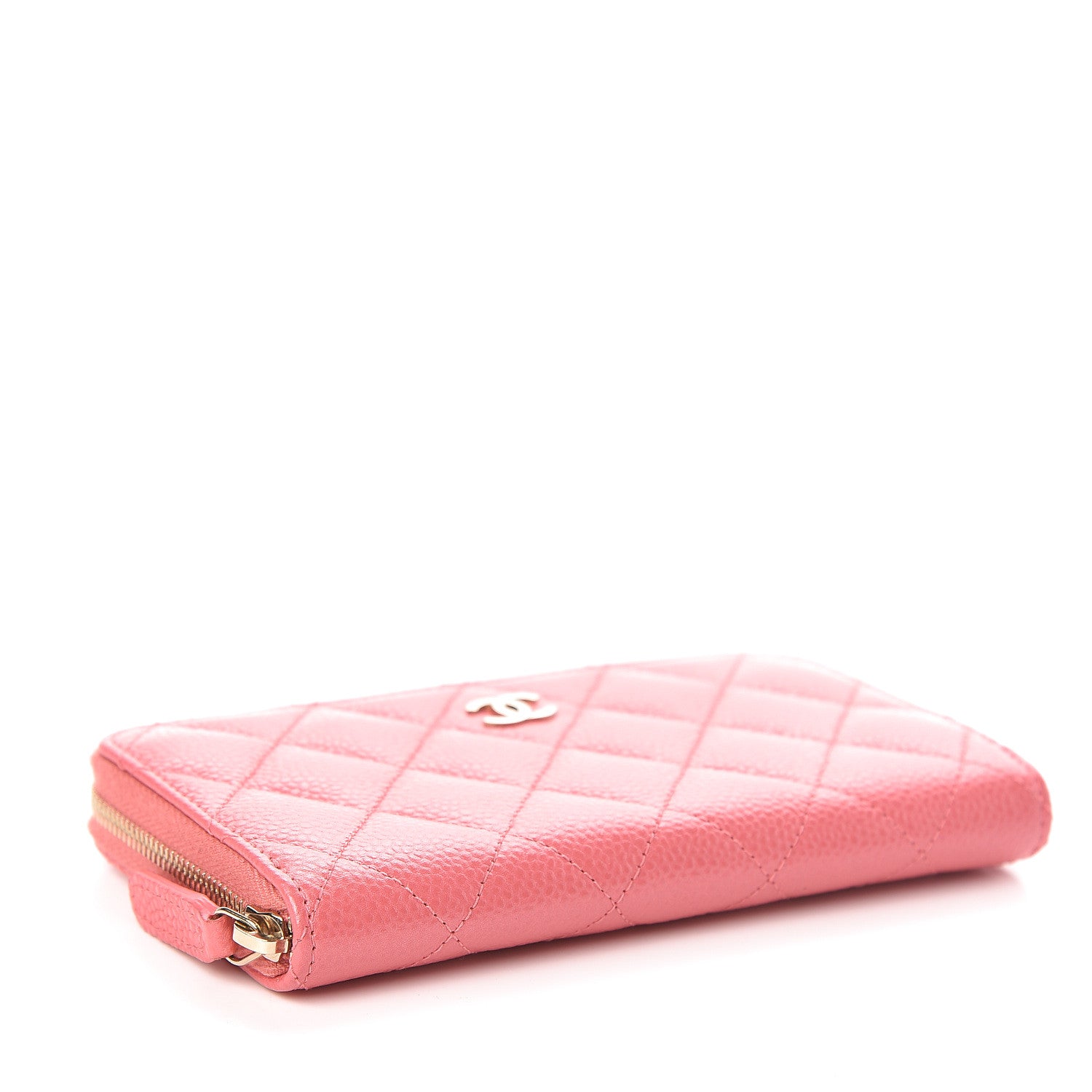 Chanel Metallic Caviar Quilted Small Zip Around Wallet Pink 4 of 12