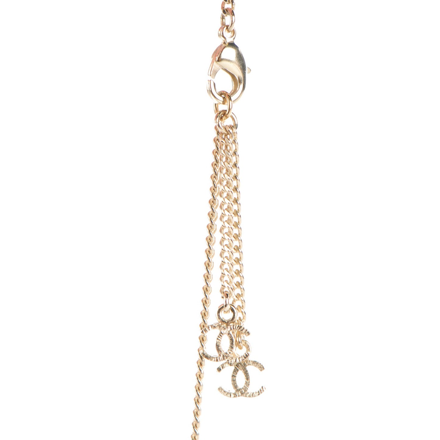 Pearl Crystal Large Camellia Pendant Necklace Light Gold