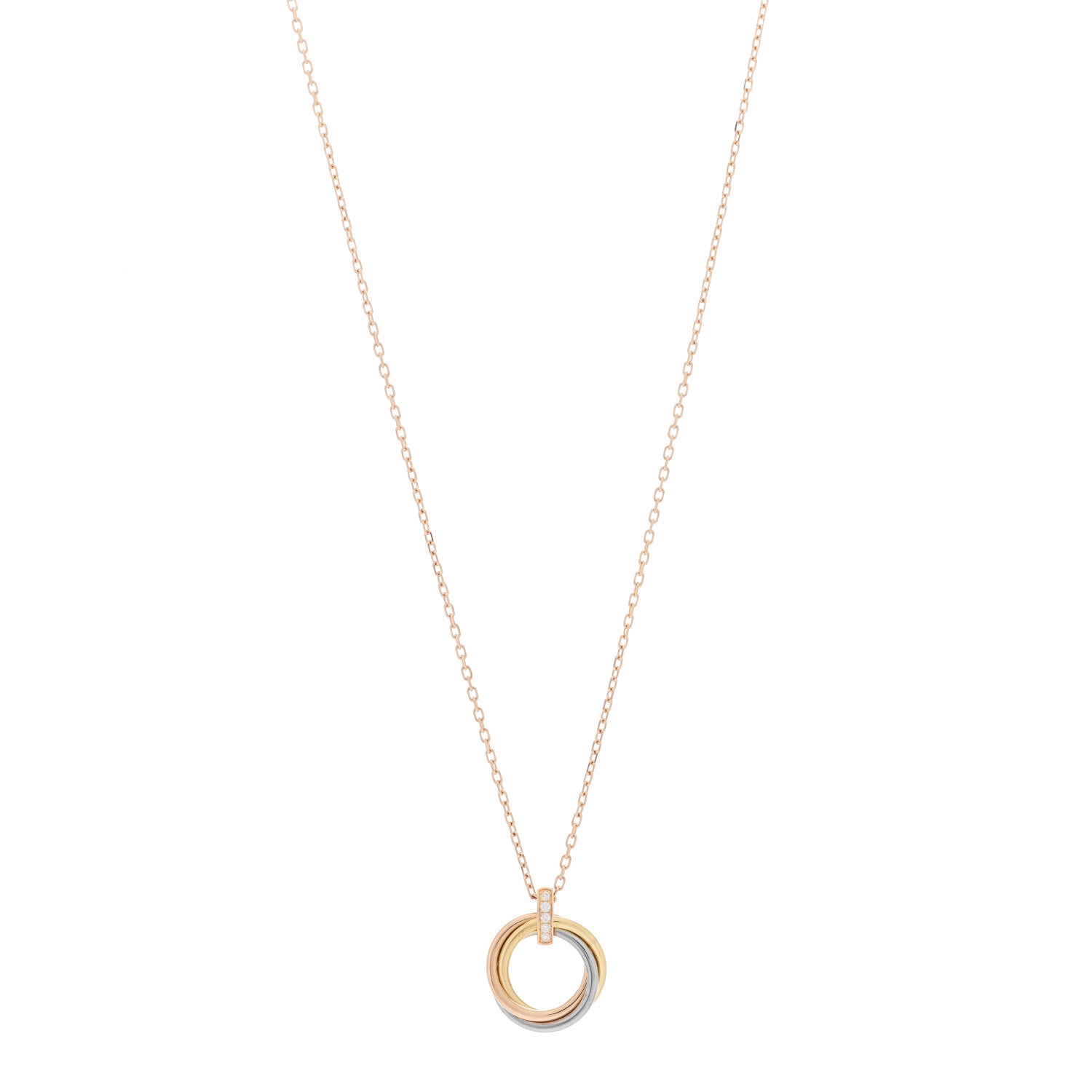 Cartier 18K Pink White Yellow Gold Diamond Trinity Pendant Necklace 1 of 6