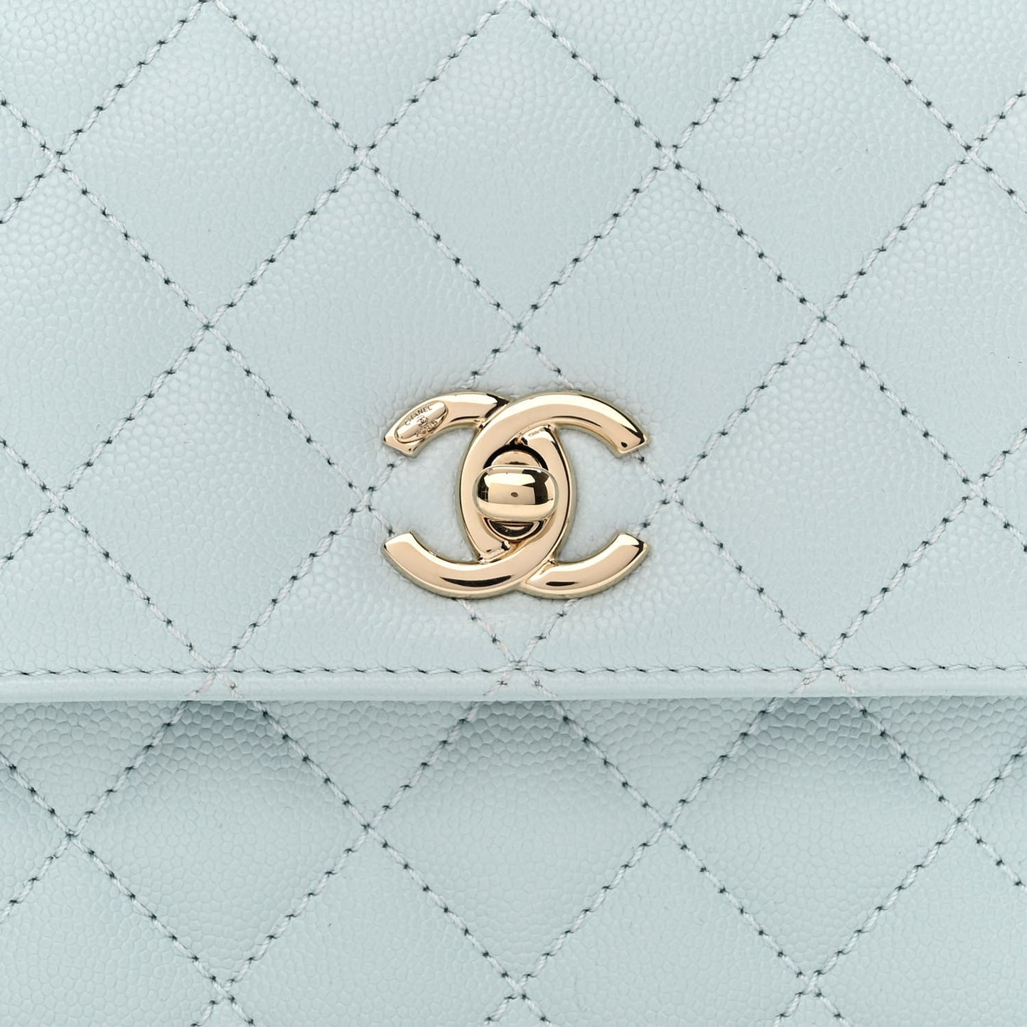 Caviar Quilted Mini Coco Handle Flap Light Blue