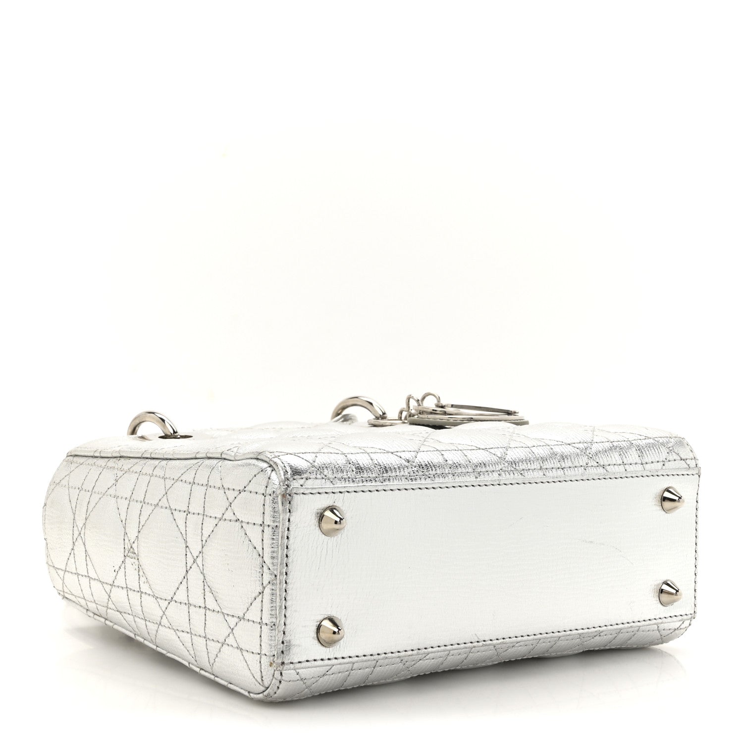 Christian Dior Metallic Grained Calfskin Cannage Small Lucky Badges My Lady Dior Silver 4 of 15