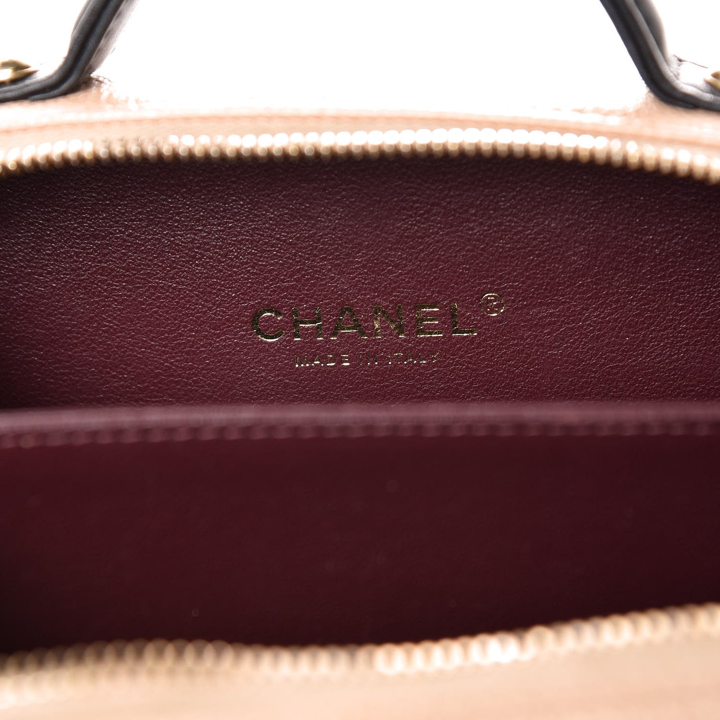 Caviar Quilted Small CC Filigree Vanity Case Beige Black