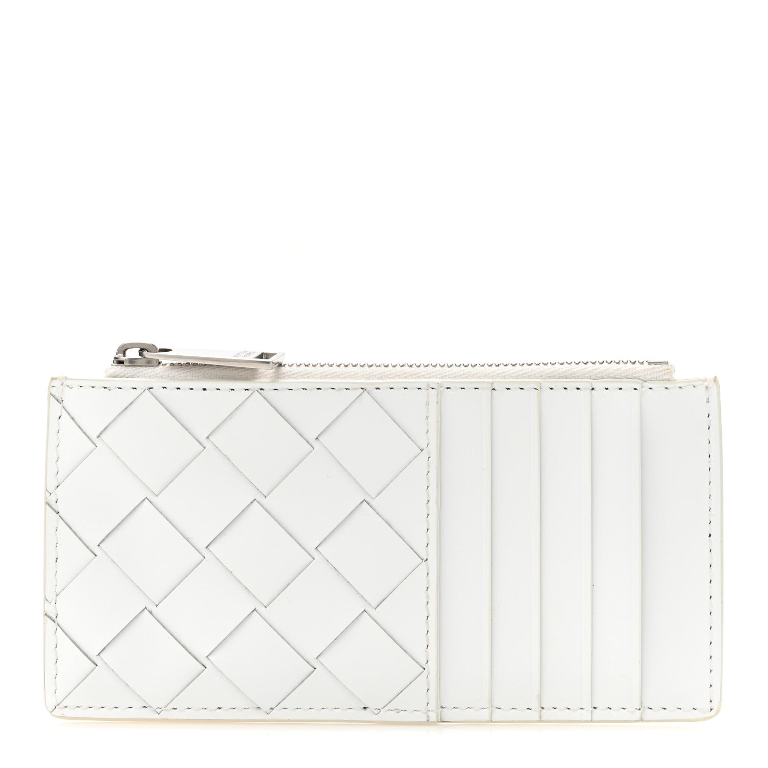 Bottega Veneta Calfskin Intrecciato Zip Card Holder White 1 of 7