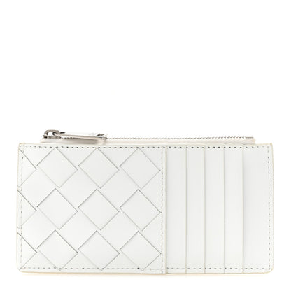 Bottega Veneta Calfskin Intrecciato Zip Card Holder White 1 of 7