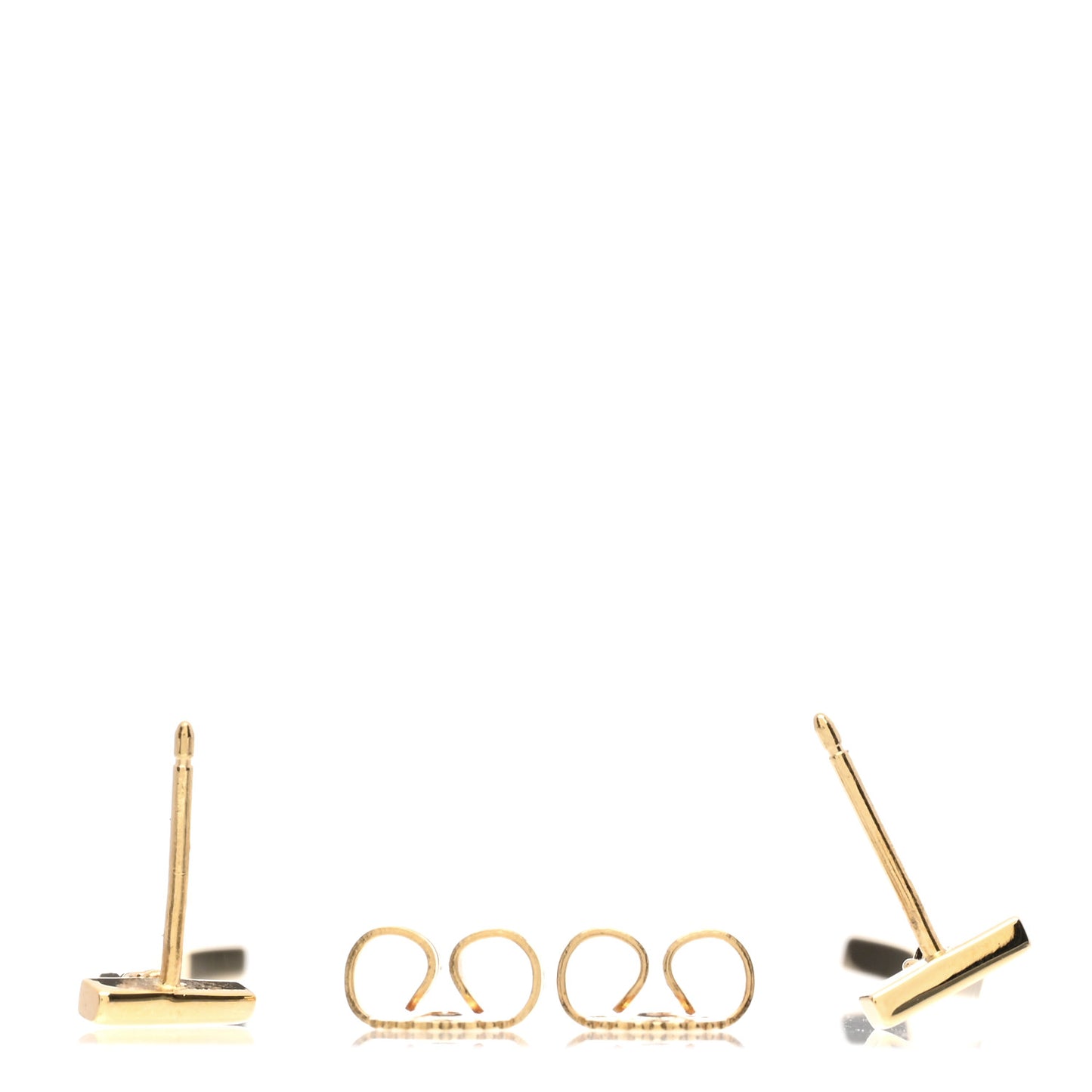 18K Yellow Gold T Bar Earrings