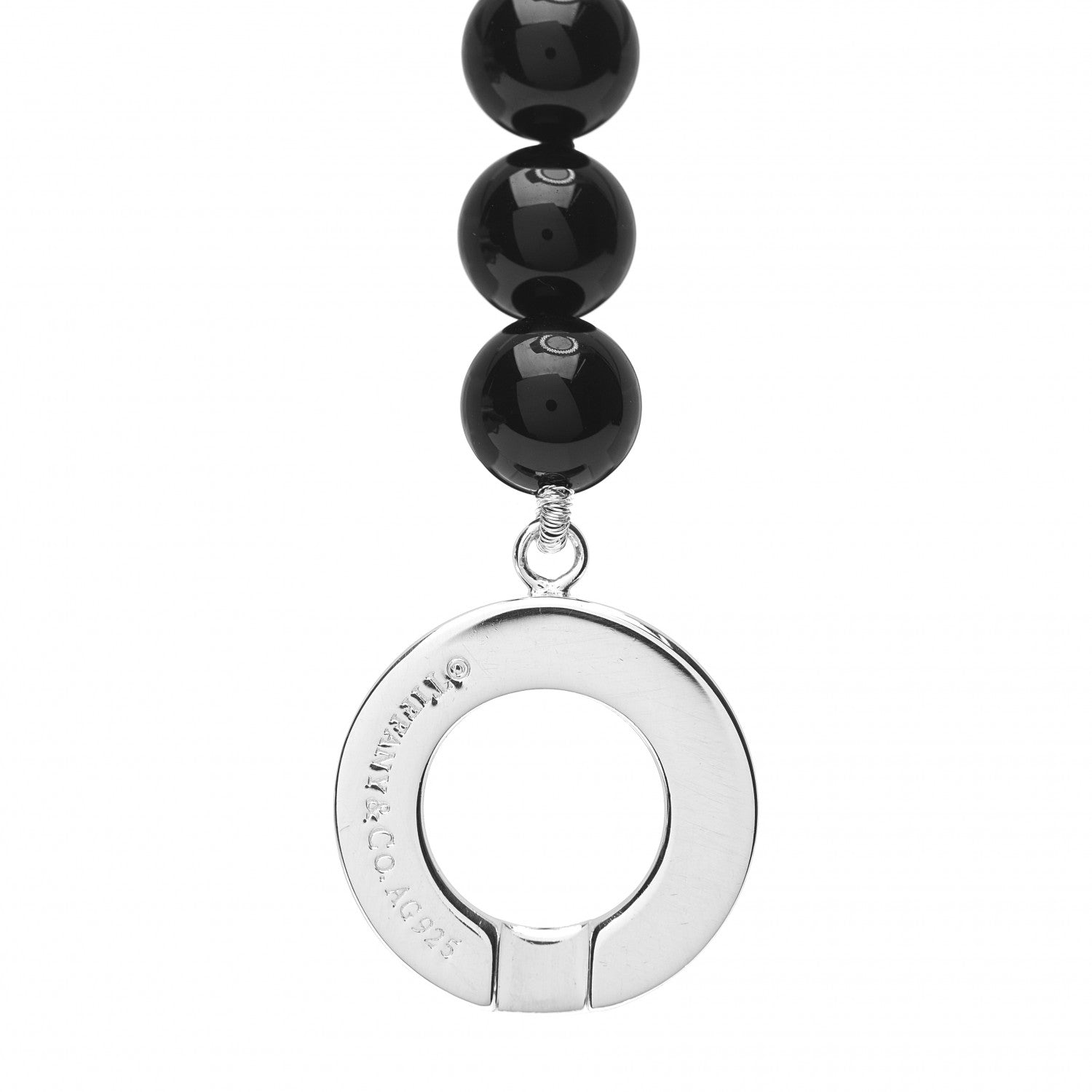 Tiffany Sterling Silver Black Onyx Bead Toggle Bracelet 3 of 3