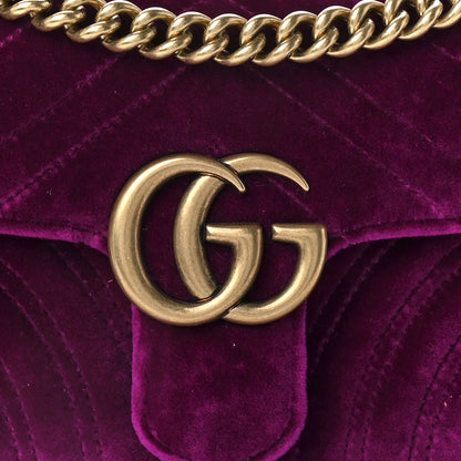 Gucci Velvet Matelasse Mini GG Marmont Shoulder Bag Fuchsia Violet Cyclamen 9 of 10