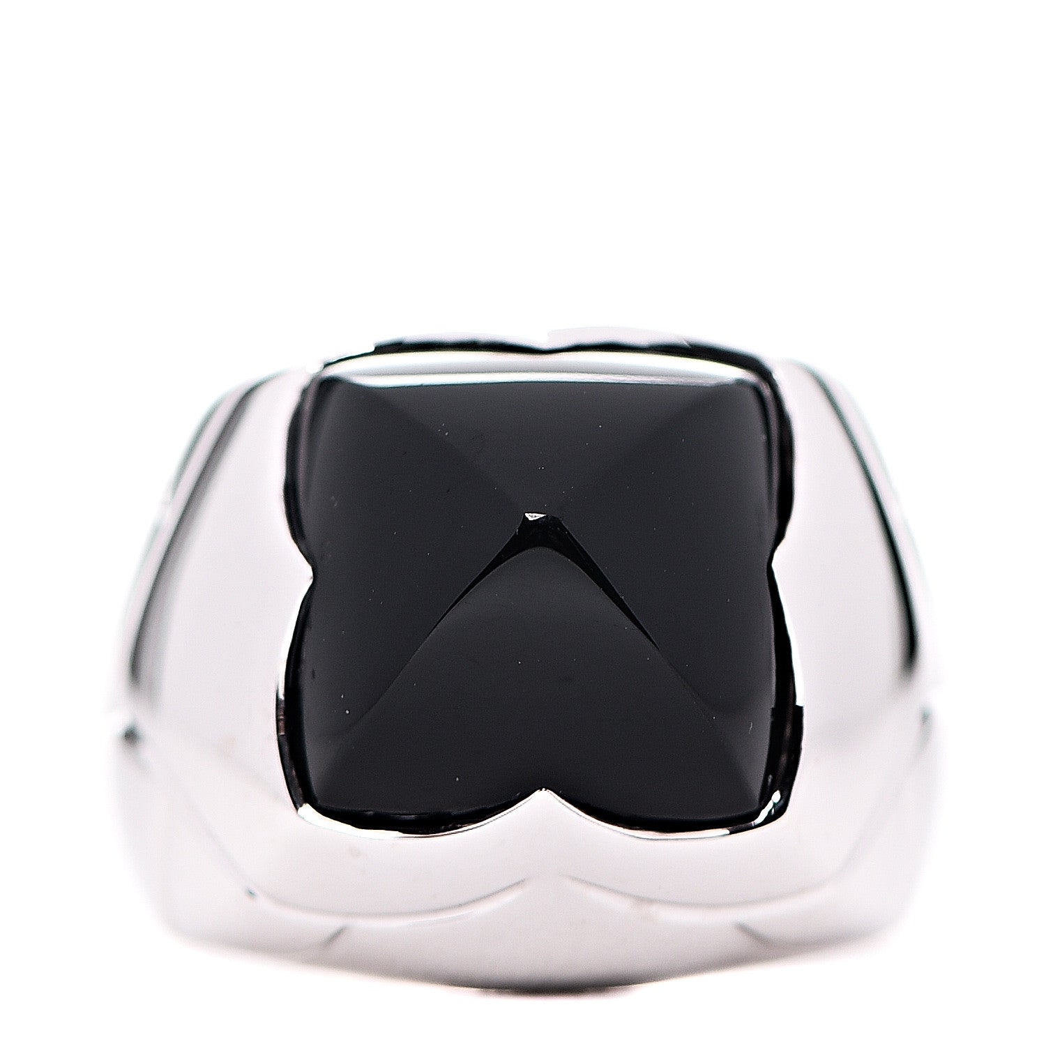 Bulgari 18K White Gold Black Onyx Pyramide Ring 55 7.25 1 of 6