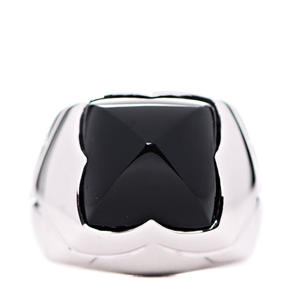 Bulgari 18K White Gold Black Onyx Pyramide Ring 55 7.25 1 of 6