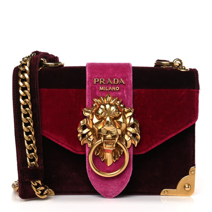 Prada Velluto Lions Head Cahier Shoulder Bag Ribes Fuxia 1 of 8