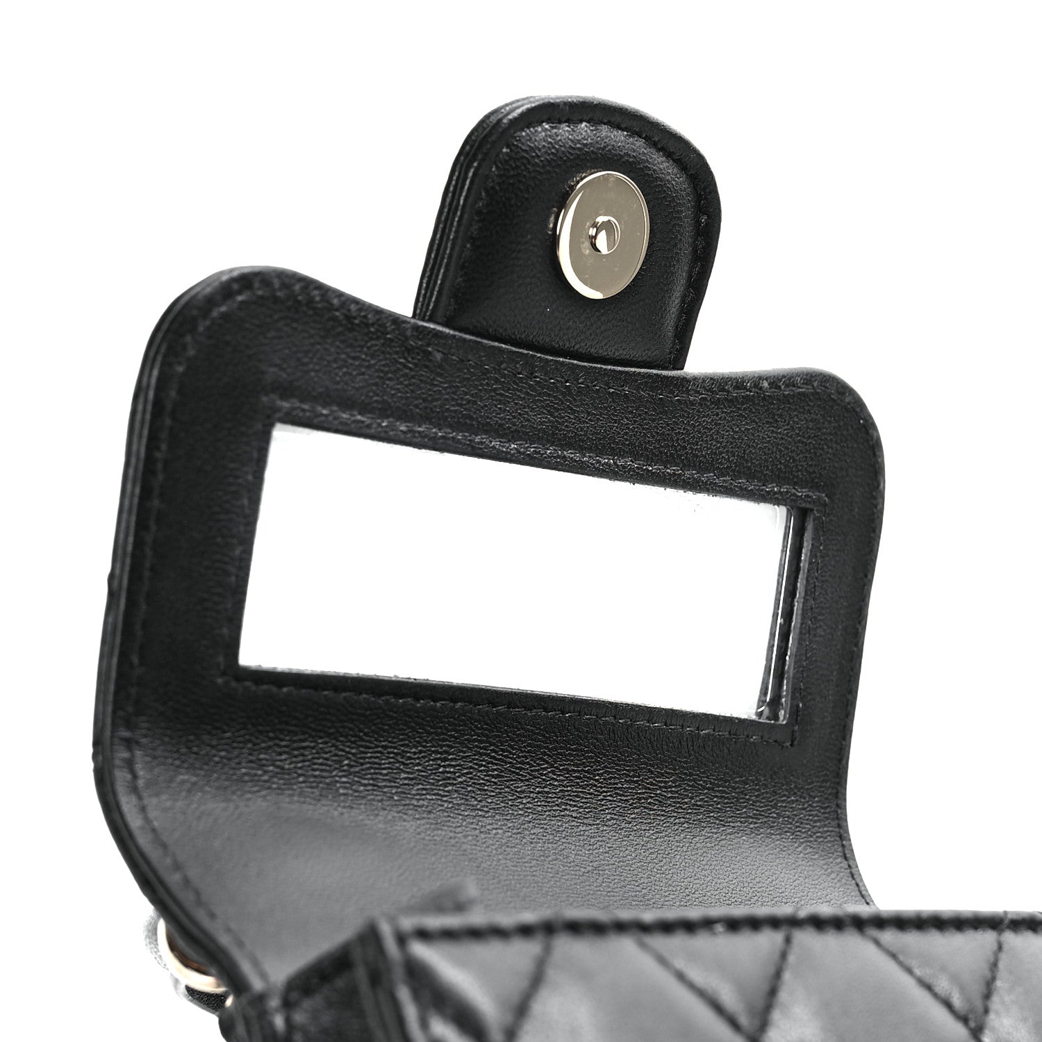 Chanel Lambskin Quilted Top Handle Flap Clutch With Chain Black 9 of 9